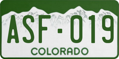 CO license plate ASF019