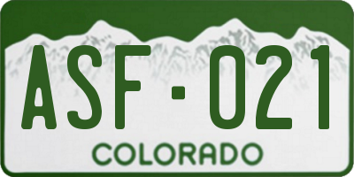 CO license plate ASF021