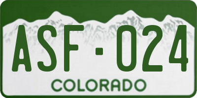CO license plate ASF024