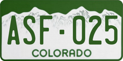 CO license plate ASF025