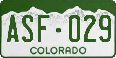 CO license plate ASF029