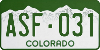 CO license plate ASF031