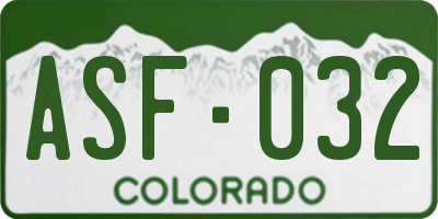 CO license plate ASF032