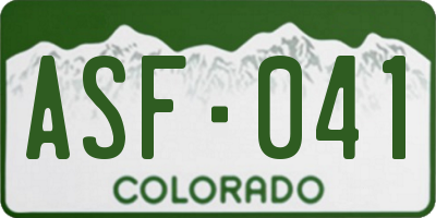 CO license plate ASF041
