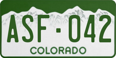 CO license plate ASF042
