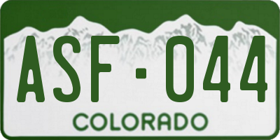 CO license plate ASF044