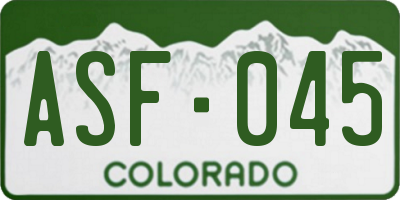 CO license plate ASF045