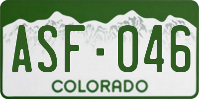 CO license plate ASF046