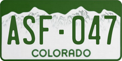 CO license plate ASF047