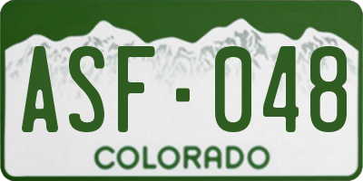 CO license plate ASF048