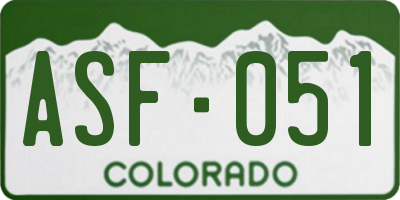 CO license plate ASF051