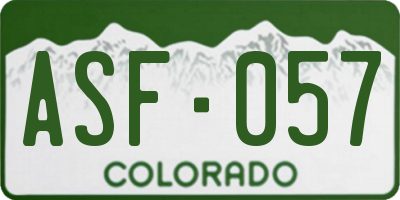 CO license plate ASF057