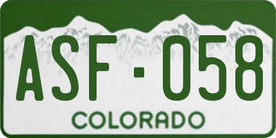 CO license plate ASF058