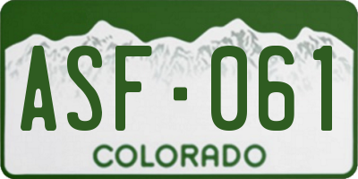 CO license plate ASF061