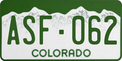 CO license plate ASF062
