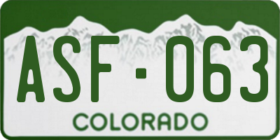 CO license plate ASF063
