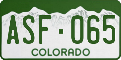 CO license plate ASF065