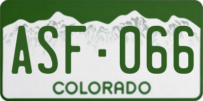 CO license plate ASF066