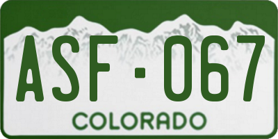 CO license plate ASF067