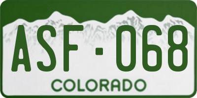 CO license plate ASF068