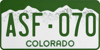 CO license plate ASF070