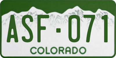 CO license plate ASF071
