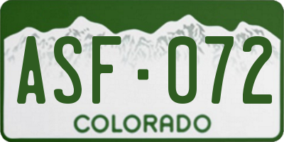 CO license plate ASF072