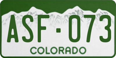 CO license plate ASF073