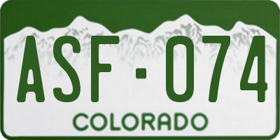 CO license plate ASF074