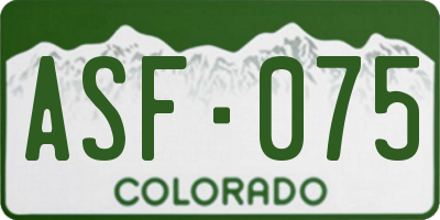 CO license plate ASF075