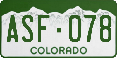 CO license plate ASF078