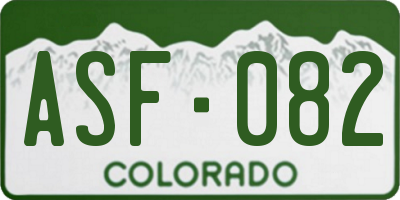 CO license plate ASF082