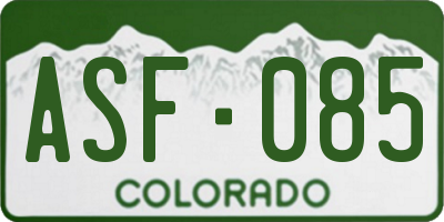 CO license plate ASF085