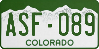 CO license plate ASF089