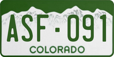CO license plate ASF091
