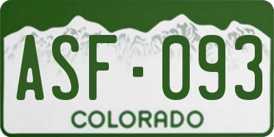 CO license plate ASF093