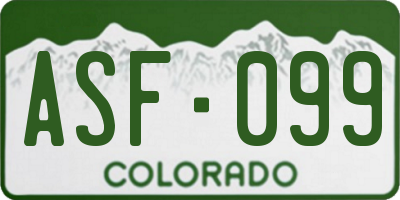 CO license plate ASF099