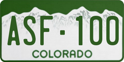 CO license plate ASF100