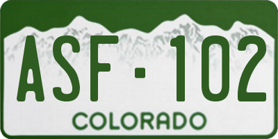 CO license plate ASF102