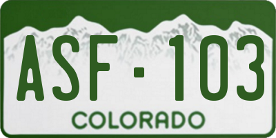 CO license plate ASF103