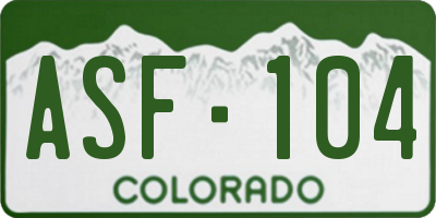 CO license plate ASF104