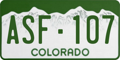 CO license plate ASF107