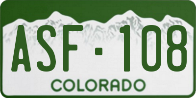 CO license plate ASF108