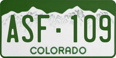 CO license plate ASF109