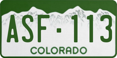 CO license plate ASF113