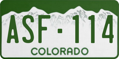 CO license plate ASF114