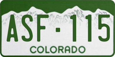 CO license plate ASF115
