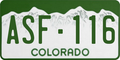 CO license plate ASF116