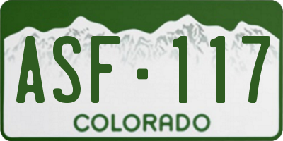 CO license plate ASF117