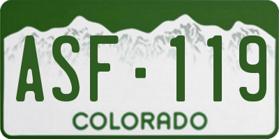 CO license plate ASF119
